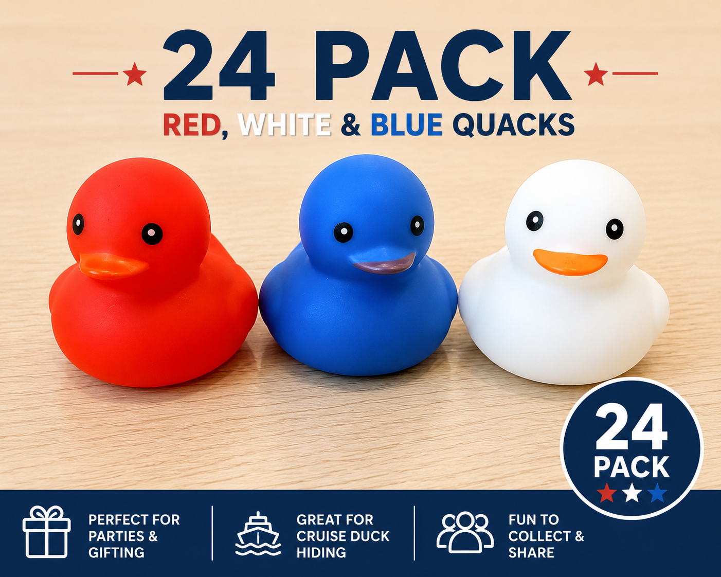 Sea Quacks™ Red, White & Blue Mini Quacks – 24 Pack